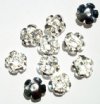 10 12mm Bright Silver Metal Flower Beads